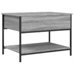 Table basse sonoma gris 70x50x50 cm bois d'ingénierie et métal – Image 5