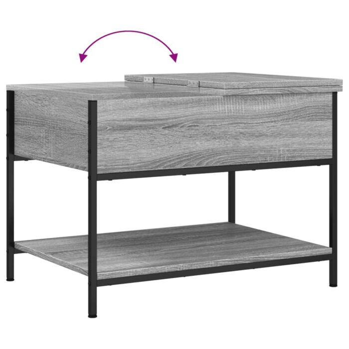 Table basse sonoma gris 70x50x50 cm bois d'ingénierie et métal – Image 6