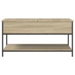 Table basse chêne sonoma 100x50x50cm bois d'ingénierie et métal – Image 3