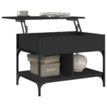 Table basse noir 70x50x50 cm bois d'ingénierie et métal – Image 2