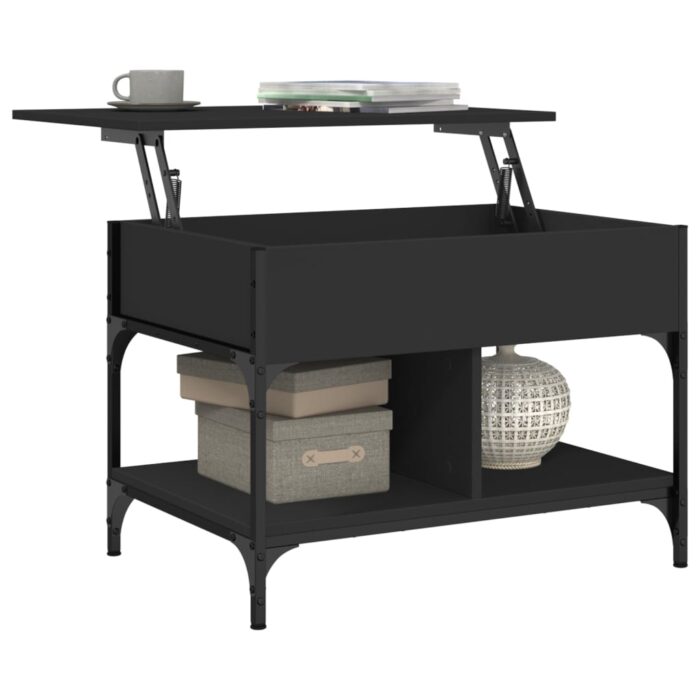 Table basse noir 70x50x50 cm bois d'ingénierie et métal – Image 2