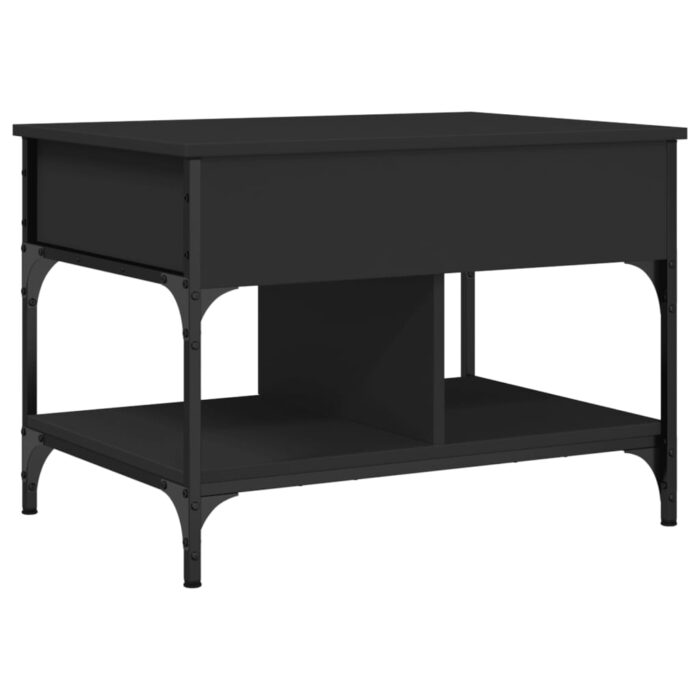 Table basse noir 70x50x50 cm bois d'ingénierie et métal – Image 5