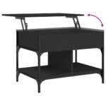 Table basse noir 70x50x50 cm bois d'ingénierie et métal – Image 6