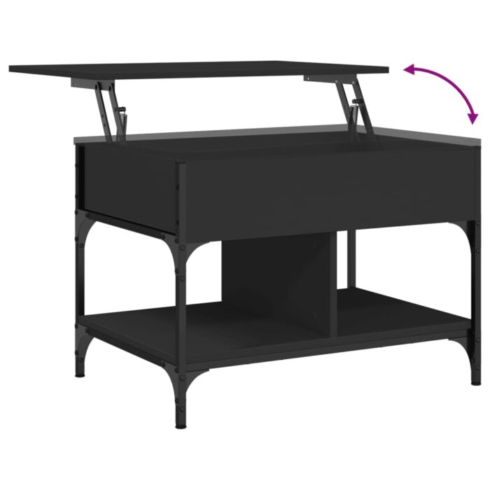 Table basse noir 70x50x50 cm bois d'ingénierie et métal – Image 6