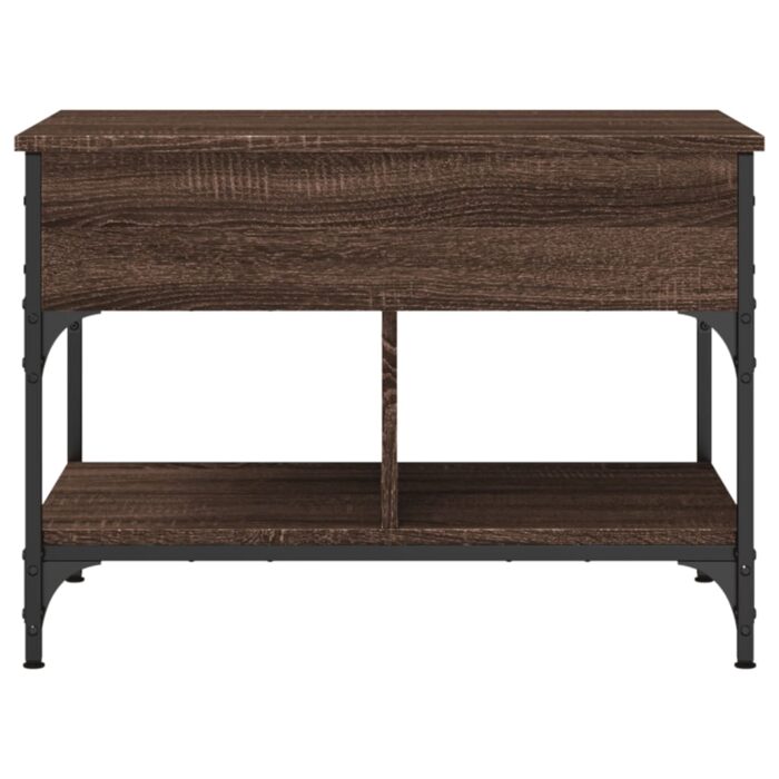 Table basse chêne marron 70x50x50 cm bois d'ingénierie et métal – Image 3