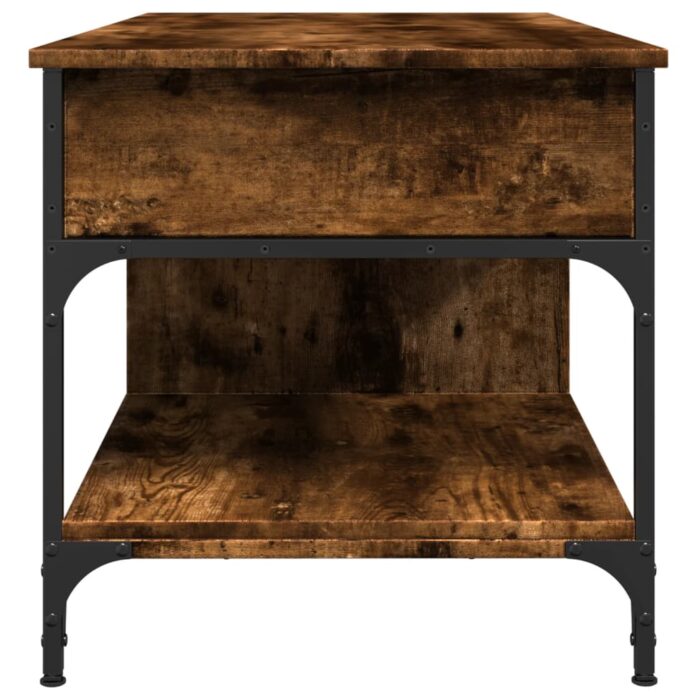 Table basse chêne fumé 100x50x50 cm bois d'ingénierie et métal – Image 4