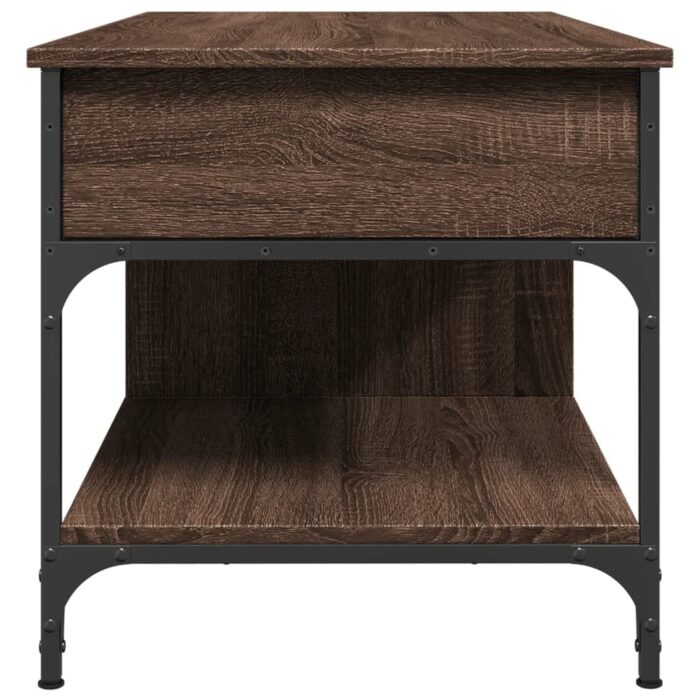 Table basse chêne marron 100x50x50cm bois d'ingénierie et métal – Image 4