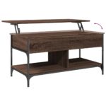 Table basse chêne marron 100x50x50cm bois d'ingénierie et métal – Image 6