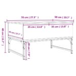 Table basse noir 70x50x40 cm bois d'ingénierie et métal – Image 9
