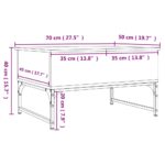 Table basse sonoma gris 70x50x40 cm bois d'ingénierie et métal – Image 9