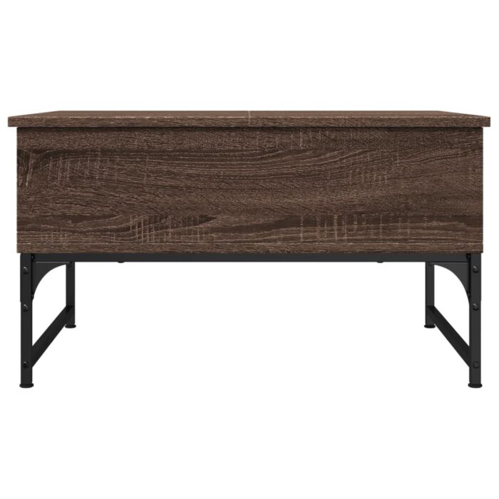 Table basse chêne marron 70x50x40 cm bois d'ingénierie et métal – Image 3
