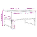 Table basse chêne marron 70x50x40 cm bois d'ingénierie et métal – Image 9