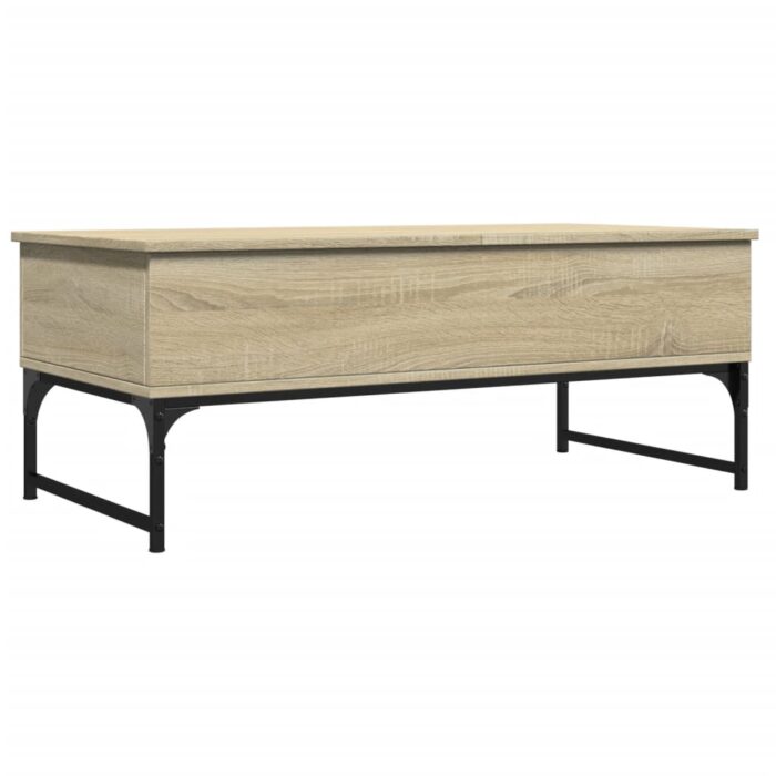 Table basse chêne sonoma 100x50x40cm bois d'ingénierie et métal – Image 5
