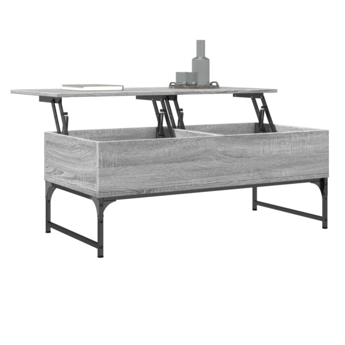 Table basse sonoma gris 100x50x40 cm bois d'ingénierie et métal – Image 2