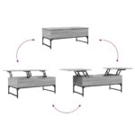 Table basse sonoma gris 100x50x40 cm bois d'ingénierie et métal – Image 6