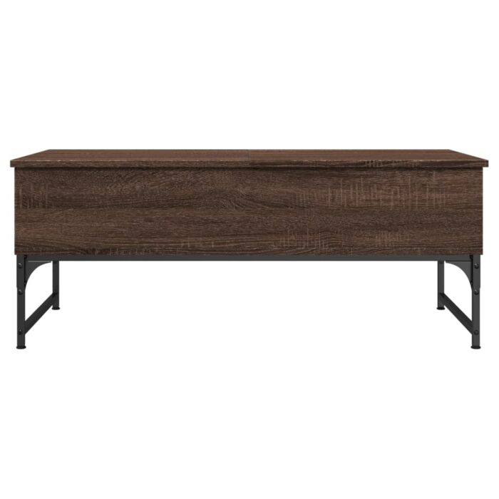 Table basse chêne marron 100x50x40cm bois d'ingénierie et métal – Image 3