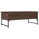 Table basse chêne marron 100x50x40cm bois d'ingénierie et métal – Image 5