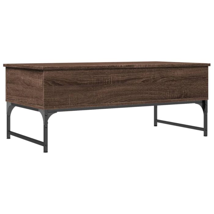 Table basse chêne marron 100x50x40cm bois d'ingénierie et métal – Image 5