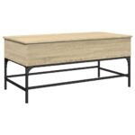 Table basse chêne sonoma 100x50x45cm bois d'ingénierie et métal – Image 5