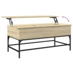 Table basse chêne sonoma 100x50x45cm bois d'ingénierie et métal – Image 6