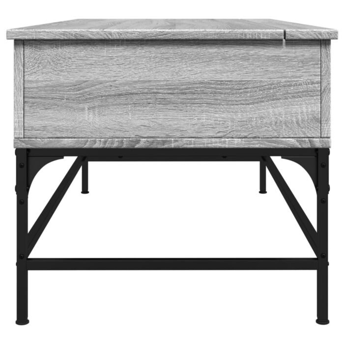 Table basse sonoma gris 100x50x45 cm bois d'ingénierie et métal – Image 4