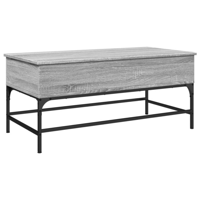 Table basse sonoma gris 100x50x45 cm bois d'ingénierie et métal – Image 5