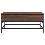 Table basse chêne marron 100x50x45cm bois d'ingénierie et métal – Image 3