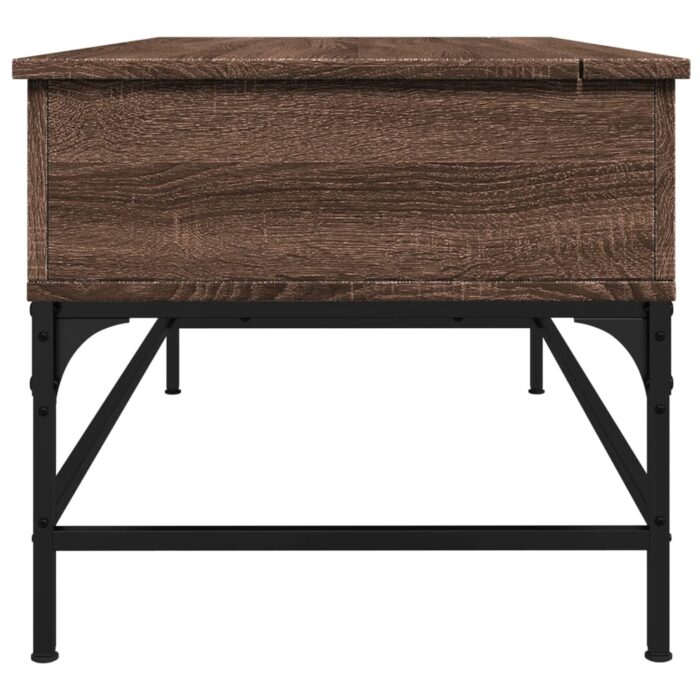Table basse chêne marron 100x50x45cm bois d'ingénierie et métal – Image 4