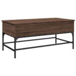 Table basse chêne marron 100x50x45cm bois d'ingénierie et métal – Image 5