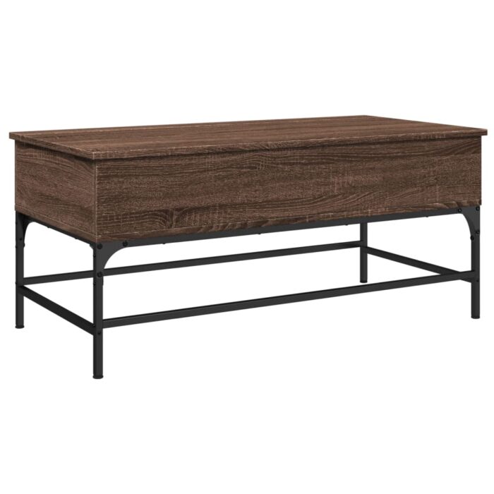 Table basse chêne marron 100x50x45cm bois d'ingénierie et métal – Image 5