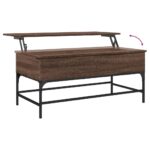 Table basse chêne marron 100x50x45cm bois d'ingénierie et métal – Image 6
