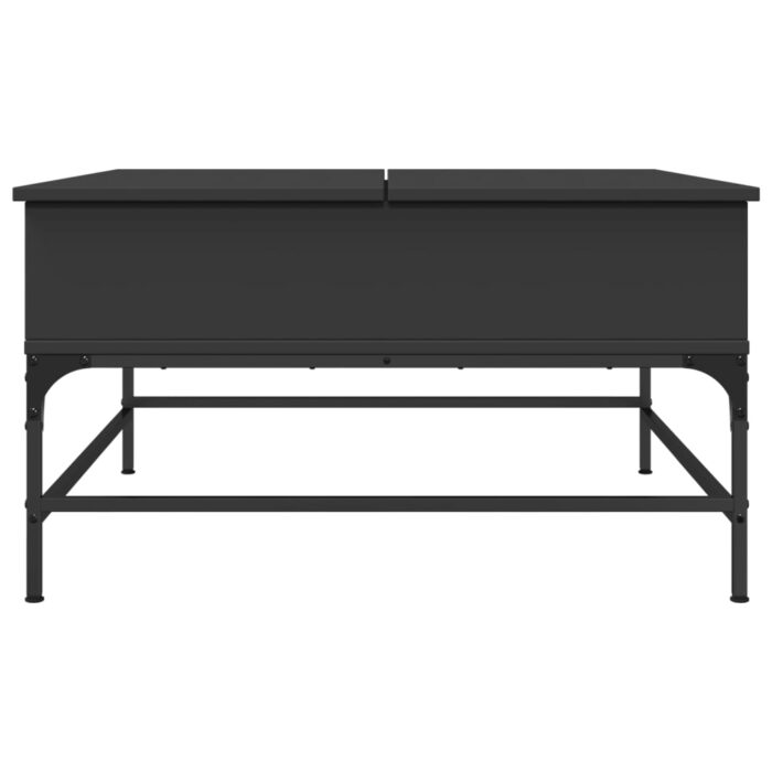 Table basse noir 80x80x45 cm bois d'ingénierie et métal – Image 3