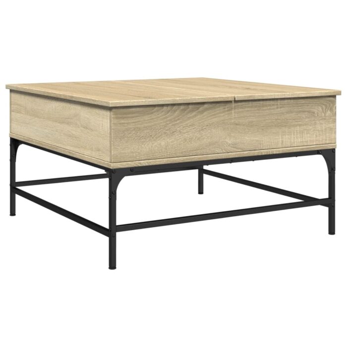 Table basse chêne sonoma 80x80x45 cm bois d'ingénierie et métal – Image 5
