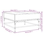 Table basse sonoma gris 80x80x45 cm bois d'ingénierie et métal – Image 9