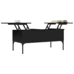 Table basse noir 100x50x45 cm bois d'ingénierie et métal – Image 2