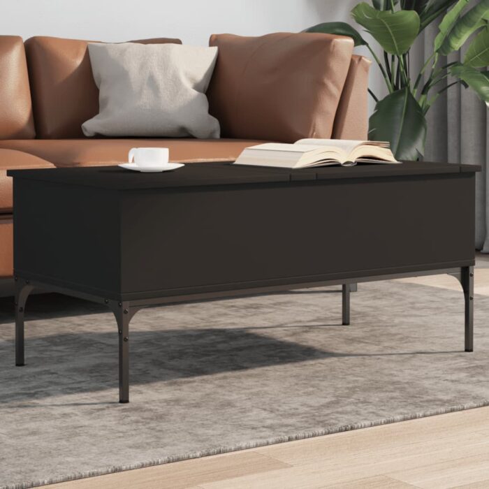 VXL8721012479500_m_en_hd_1.jpg Table basse noir 100x50x45 cm bois d'ingénierie et métal – Image 1