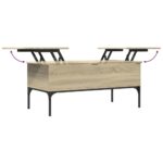 Table basse chêne sonoma 100x50x45cm bois d'ingénierie et métal – Image 6