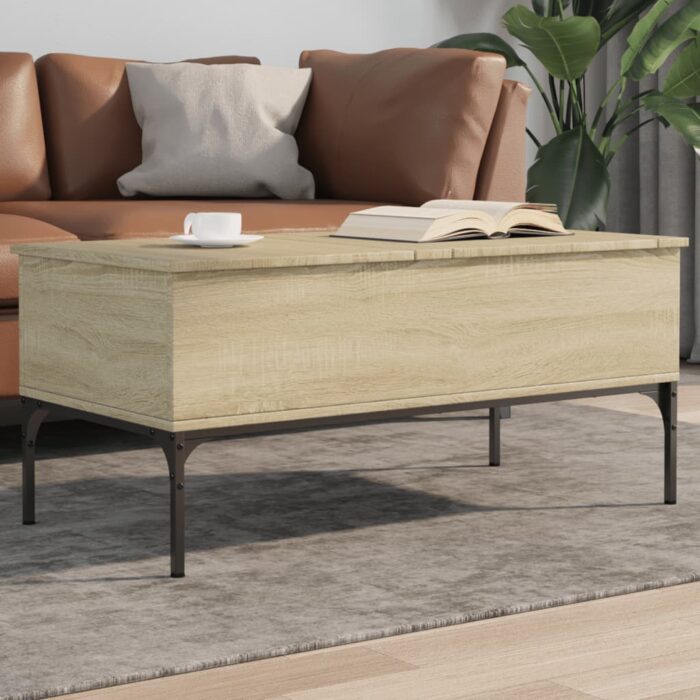 VXL8721012479517_m_en_hd_1.jpg Table basse chêne sonoma 100x50x45cm bois d'ingénierie et métal – Image 1