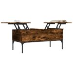 Table basse chêne fumé 100x50x45 cm bois d'ingénierie et métal – Image 2