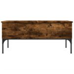 Table basse chêne fumé 100x50x45 cm bois d'ingénierie et métal – Image 3