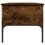 Table basse chêne fumé 100x50x45 cm bois d'ingénierie et métal – Image 4