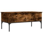 Table basse chêne fumé 100x50x45 cm bois d'ingénierie et métal – Image 5