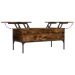 Table basse chêne fumé 100x50x45 cm bois d'ingénierie et métal – Image 6