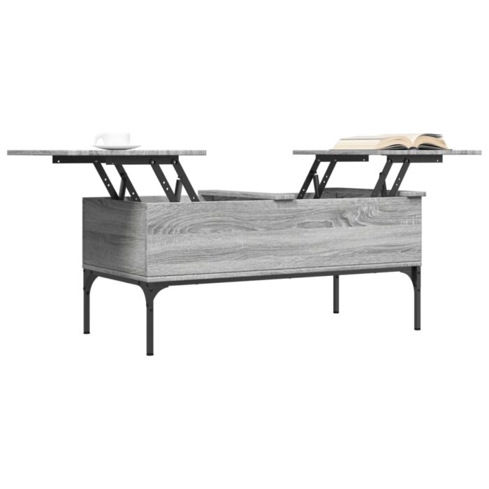 Table basse sonoma gris 100x50x45 cm bois d'ingénierie et métal – Image 2