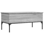 Table basse sonoma gris 100x50x45 cm bois d'ingénierie et métal – Image 5