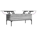 Table basse sonoma gris 100x50x45 cm bois d'ingénierie et métal – Image 6