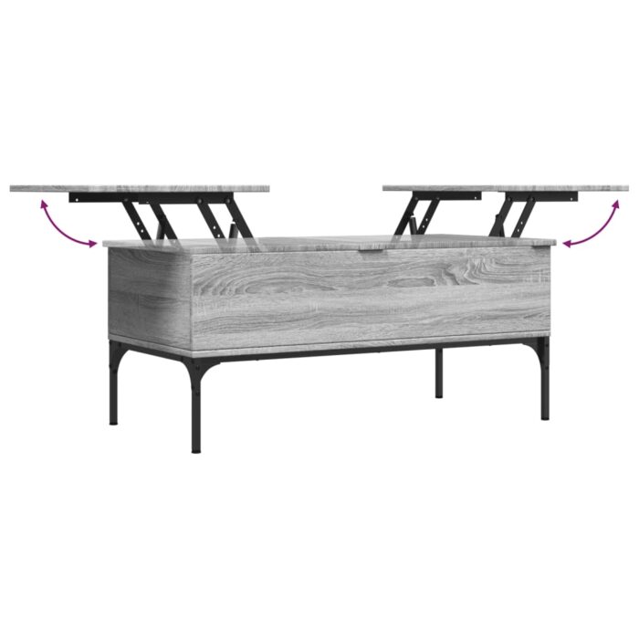 Table basse sonoma gris 100x50x45 cm bois d'ingénierie et métal – Image 6