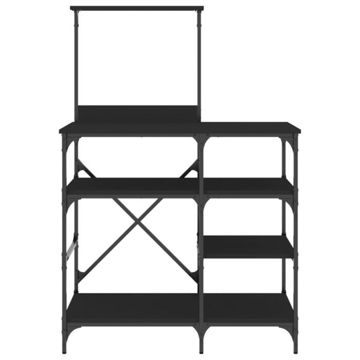 Support de boulanger noir 90x40x132 cm bois ingénierie et métal – Image 2