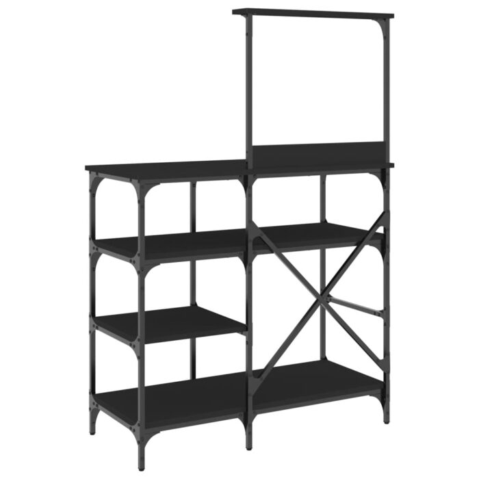 Support de boulanger noir 90x40x132 cm bois ingénierie et métal – Image 4