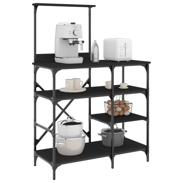 VXL8721012479555_m_en_hd_1.jpg Support de boulanger noir 90x40x132 cm bois ingénierie et métal – Image 1
